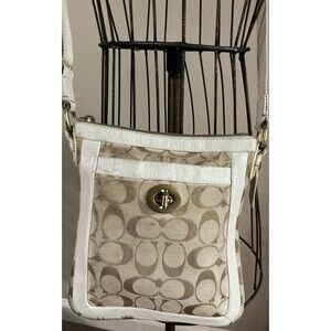 Coach Cricket Tan Signature Turnlock Crossbody Handbag Purse
